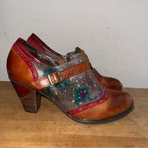 Lartiste Spring Step Women 41 US 10 Leather Ankle Bootie Heels Miso Camel Brown